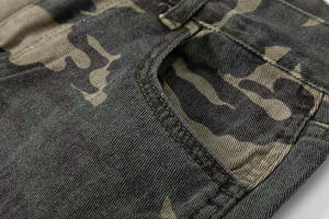 Pantalon cargo en denim à taille haute, imprimé uni, en coton épais, coupe ample, style vintage streetwear, pour l'hiver - Product Image 5