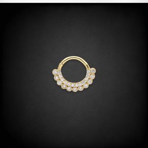 Boucles d'oreilles créoles en argent sterling 925 plaqué or 14 carats avec zircon, bijoux de piercing pour septum, daith et nez - Product Image 1