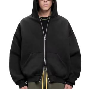 Sweat-shirts à capuche personnalisés en gros, fermeture éclair, haute qualité, 600 g/m², streetwear, poids lourd, molleton français, 100 % coton, impression en relief, fermeture éclair intégrale, 2026 - Product Image 4