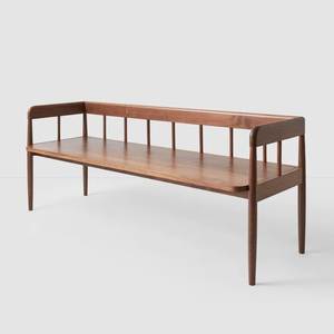 Banc en bois de teck de style mid-century avec accoudoirs à profil bas - Product Image 1