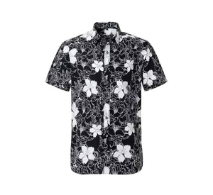 เสื้อเชิ้ตผู้ชายฮาวาย แขนสั้น ผ้าโพลีเอสเตอร์ทอลายดอกไม้ สไตล์ลำลอง ติดกระดุม สำหรับฤดูร้อนและชายหาด - Product Image 2