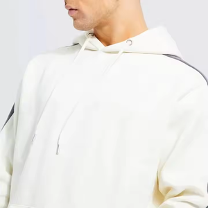 Chándal con Capucha de Último Diseño en Color Blanco con Bloques de Color, Manga Larga, Ropa Deportiva Informal con Bolsillos Laterales y Cintura Elástica para Hombre - Product Image 3