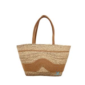 Sac fourre-tout naturel tendance fait main en jonc de mer et coton tressé, sac à main bohème rustique pour l'été, la plage et les voyages - Product Image 1