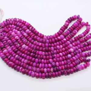 ลูกปัดโอปอลสีชมพูร้อนแรง AAA รูปทรงกลมเรียบ ขนาด 8-9 มม. ลูกปัดพลอยโอปอลสีชมพูเข้ม 16 นิ้ว โอปอลสีชมพูธรรมชาติทรงกลมเรียบ - Product Image 1