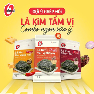 Alga marina tostada coreana picante con sabor a barbacoa, 5 g × 3 paquetes, venta al por mayor O'food |   Alga Marina Sazonada - Sabor Barbacoa Picante |   Comida Lista Para Consumir - Product Image 5