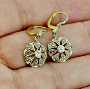 Pendientes de Moissanita con Diseño de Estrella, Plata 925, Tono Oro Blanco, Estilo Vintage, Joyería de Lujo, Regalo para Mujer, Corte Brillante Redondo - Product Image 1