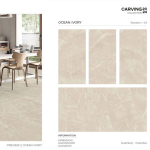 Elegante Loseta de Porcelana Tallada 600x1200, Formato Grande, Superficie Texturizada Premium, para Paredes y Pisos, Uso en Interiores y Exteriores - Product Image 1