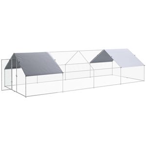 Recinto per Polli in Metallo Zincato Resistente ai Raggi UV, Grande Gabbia Esterna per Pollame con Copertura Impermeabile - Product Image 1