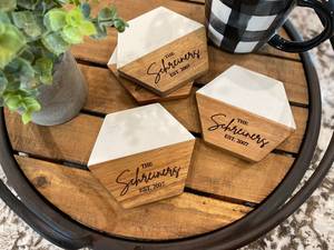 Ensemble de sous-verres en marbre et bois de luxe par NEHA ENTERPRISES, sous-verres décoratifs faits à la main pour bar et cuisine - Product Image 1