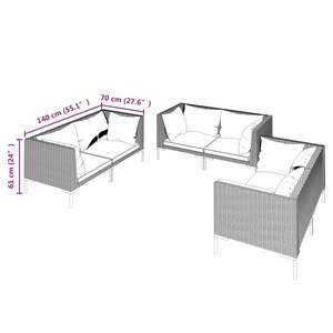 Dark <b>Grey</b> Rattan Garden Lounge Set 6 Seater Outdoor Furniture Contemporary Style Wicker <b>Frame</b> - Product Image 5