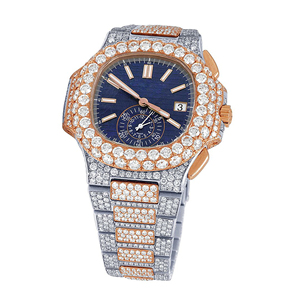 Reloj de Cuarzo de Acero Inoxidable Personalizado con Incrustaciones de Diamantes Moissanite VVS, Estilo Hip Hop, Correa de 20 mm, Esfera de Cristal, Unisex - Product Image 4