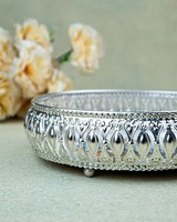 Plateau de service décoratif en métal, motif paon moderne de luxe, fait main, en fer argenté, centre de table, présentoir Diwali