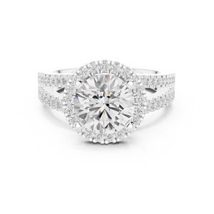 Anillo de Compromiso de Corte Redondo, Oro Amarillo de 18K, Banda de Diamantes, Oro Blanco de 14K, Joyería Fina, Anillo de Mujer, Anillo de Aniversario, Anillo de Boda - Product Image 2