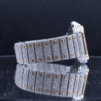 Montre Moissanite de Luxe Neuve pour Homme, Boîtier Carré, Acier Inoxydable 40mm, Mouvement Quartz, Bracelet 20mm, Sertie de Pierres