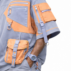 Camiseta Larga Táctica Oversize de Última Moda con Bolsillo Cargo, 100% Algodón, Estilo Urbano, Fabricante OEM - Product Image 4