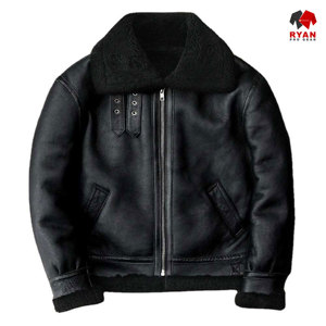 แจ็คเก็ตหนังแท้แบบกำหนดเองสำหรับผู้ชาย ยี่ห้อ Ryan Pro Gear เนื้อผ้านุ่มสบาย ระบายอากาศได้ดี พร้อมโลโก้แบบกำหนดเอง ดีไซน์ OEM - Product Image 1