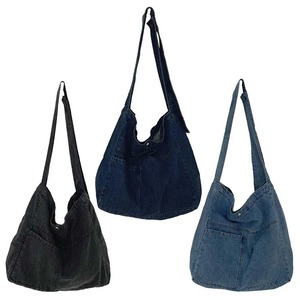Sac fourre-tout à bandoulière en denim biologique à la mode Sac à main à provisions imprimé de logo personnalisé bon marché Sacs en toile unis vierges - Product Image 3
