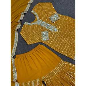 Hermosa Top Party Wear con Sharara y Dupatta Talla 2XL - Product Image 3