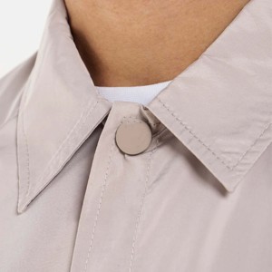 Blouson coupe-vent gris clair pour homme, col zippé, décontracté, printemps, couleur unie, polyester enduit, coupe classique - Product Image 5