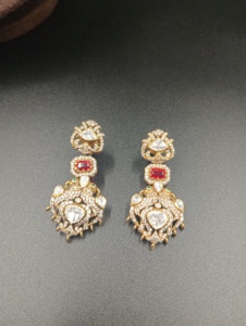 Pendientes de Araña Vintage Chapados en Oro de 22k con Cristal Tallado en Forma de Corazón y Piedra Roja, Joyería de Boda para Mujer - Product Image 3