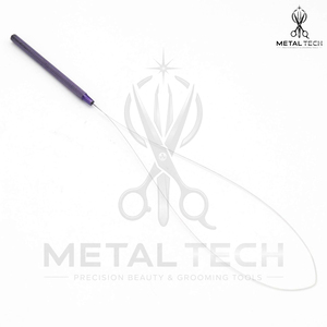 Factory Manufacturer Purple Anodized Metallic Textured Grip Wire Loop <b>Threader</b> Micro Ring Hair Extension <b>Needle</b> Tool Set - Product Image 5