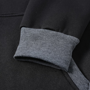 Sudadera con Capucha Negra de Alta Calidad para Hombre, Cierre de Cremallera, Poliéster/Algodón, Corte Regular, Color Sólido, Ribete Gris en la Parte Delantera, 420g, Servicio OEM - Product Image 5