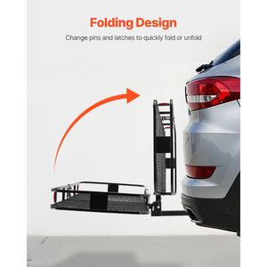 Porte-bagages de remorque robuste 60'' x 24'' x 6'' Capacité 500 lb avec rappel réfléchissant nocturne et support de montage pliable - Product Image 3