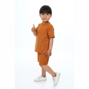 Ensemble vêtements enfant fille et garçon, t-shirt à manches courtes et short, logo personnalisé, été, uni, 2 pièces - Product Image 4