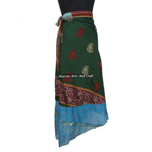 Faldas: 100 Formas de Usar la Falda Mágica Envolvente, Falda Larga de Seda India Vintage de 38 Pulgadas, 2 Capas, Reversible, Estilo Sari - Product Image 2