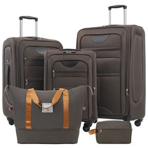 Set di valigie da 3 pezzi espandibile in Softside borsone da viaggio leggero con Spinner in posizione verticale per viaggi - Product Image 1