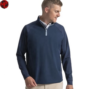Pull de golf à col zippé pour homme, manches longues, sweat-shirt de sport respirant, séchage rapide, coupe-vent, polyester/coton, uni - Product Image 1