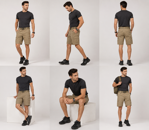 Shorts cargo décontractés pour hommes, été, 100% coton, multi-poches, uni, streetwear, confortables, pour l'extérieur - Product Image 4
