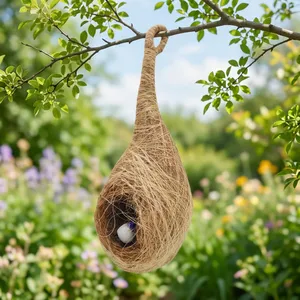 Nido Colgante para Pájaros de Fibra de Coco Natural, Hecho a Mano, Ecológico, Casa para Pájaros de Fibra de Coco, Decoración Rústica para Jardín Exterior, Suministros al por Mayor - Product Image 2