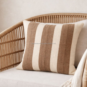Housse de coussin lombaire tissée à la main, beige naturel, 30 × 50 cm, à rayures horizontales, coussin décoratif - Product Image 5