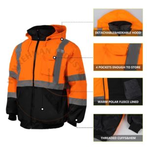 Windproof Reflective Safety Bomber Jacket Set Reflective Safety Clothing in Cotton Blends Jacket Workwear Softshell - Product Image 4