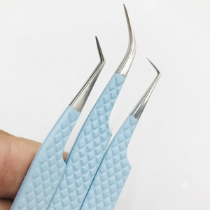 Pinzas para Pestañas de Acero Inoxidable Azul Claro, Punta Puntiaguda de Precisión, Juego de Herramientas para Extensión de Pestañas de Volumen - Product Image 5