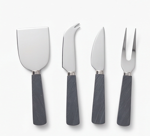 Stainless Steel Cheese Knife Set With Textured Black Handle Cheese <b>Tools</b> For Serving And Cutting Cheese Outdoor Picnic Use - Product Image 1
