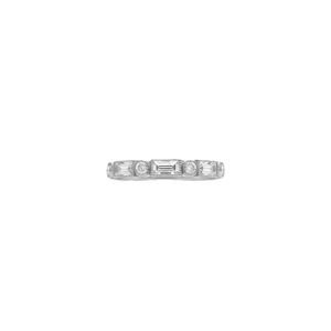 Bague de luxe en or massif 10K 14K plaqué, sertie de diamants de laboratoire taille baguette et ronds, et de moissanite, empilable, pour mariage et fiançailles - Product Image 3