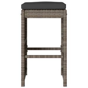 Set di 4 Sgabelli da Bar da Giardino in Rattan PE Grigio, Arredamento Standard per Patio - Product Image 4