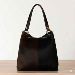 Sac fourre-tout en cuir véritable personnalisé avec fermeture éclair, broderie, couleur unie, style vintage, sac à main de créateur LHTB-0051 - Product Image 5