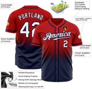 Maillot de baseball imprimé OEM pour hommes avec design américain - Product Image 2