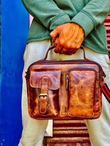 Attractive Designer Looking Traveling Shopping <b>Crossbody</b> style Pure Leather Handbag Antique Latest Designer Handbag items sets - Product Image 3