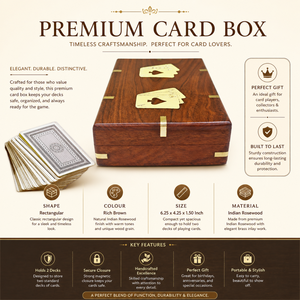 Premium Indian Rosewood Double Deck <b>Card</b> Box | Handmade Wooden Playing <b>Card</b> Storage Case for Poker Bridge Casino Games & Gifts - Product Image 5