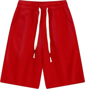Pantalones Cortos Deportivos Unisex Rojos con Nervaduras, Corte Regular, Teñido Liso, para Artes Marciales - Product Image 1