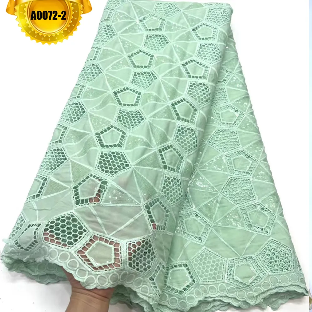 Pas cher prix vert clair femmes pierres robe suisse voile lacets nigeria net coton dentelle tissu