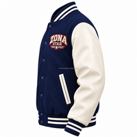 Blouson universitaire streetwear d'hiver personnalisé en laine avec manches en cuir, patch en chenille et lettres brodées, style baseball, vente en gros