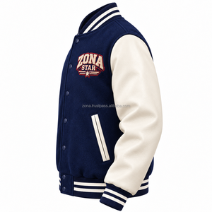 Streetwear Winter Varsity Jacke Maßgefertigt Wollkörper Lederärmel Chenille Patch Bestickte Letterman Baseball Stehkragenjacke Großhandel - Product Image 4