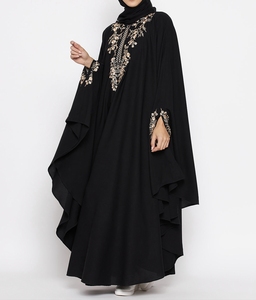 Wholesale Women Abaya Kaftan Dress Handmade Turkish Floor Length Long Sleeve Soft Breathable Polyester Floral Loose Fit - Product Image 5
