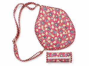 Pochette à fermeture éclair en coton floral en forme de cœur, sac bandoulière, étui pour raquette, pour les voyages quotidiens, cadeau - Product Image 1