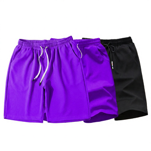 Shorts de sport pour homme respirants et écologiques 100% coton avec cordon de serrage, couleur unie, séchage rapide, gris, rouge, noir - Product Image 2